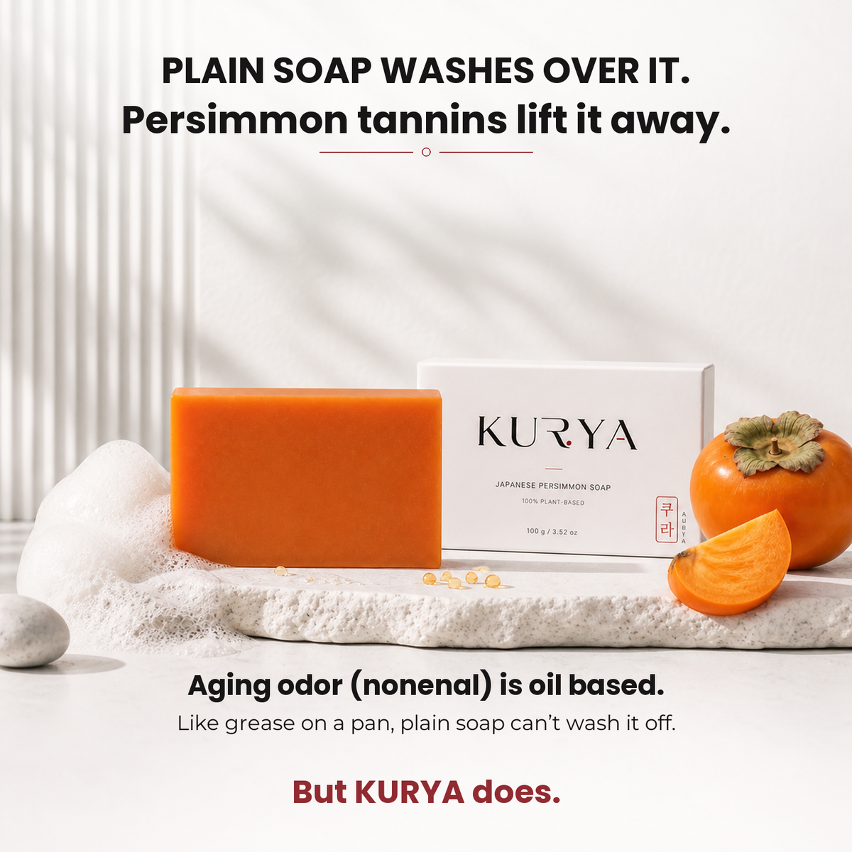 Persimmon tannins lift aging odor away