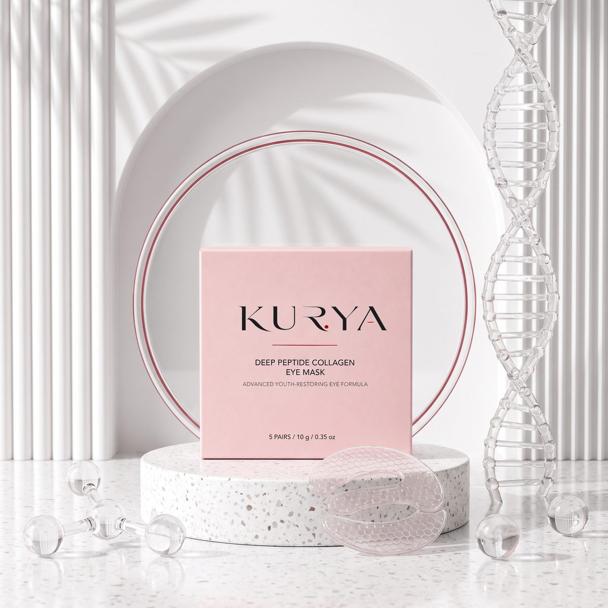 Kurya Deep Peptide Collagen Eye Mask scientific still life