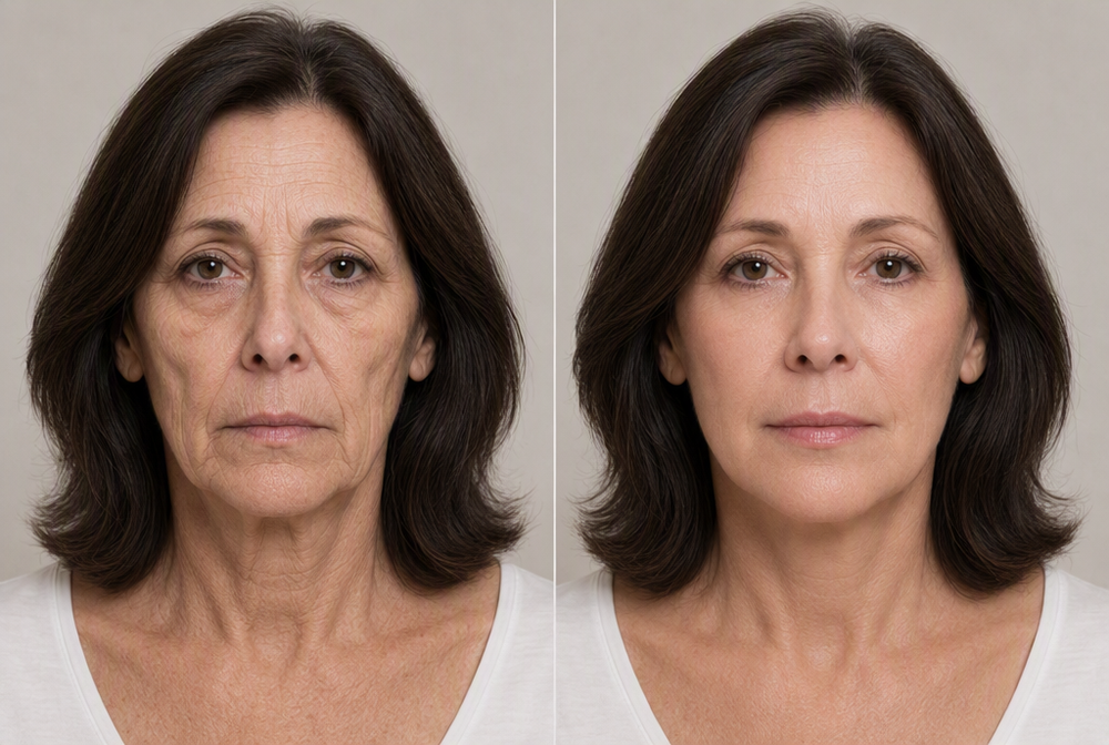 Before and after facial volume